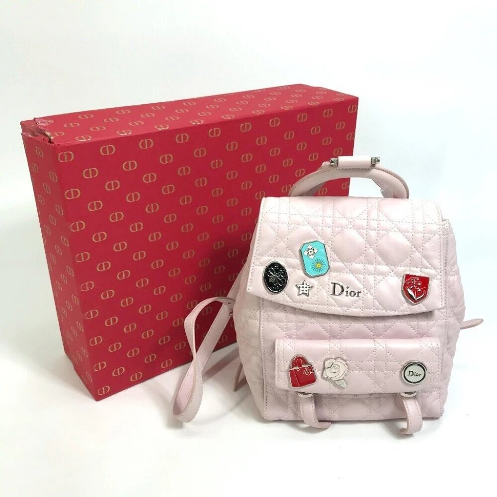 CHRISTIAN DIOR Cannage Stardust Small Backpack Ginza limited Leather pink
